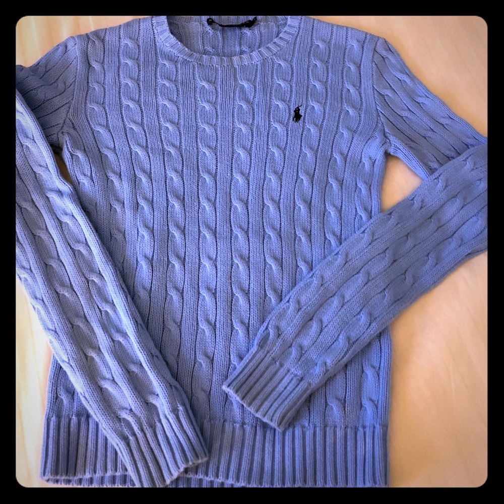 Lt blue, classic, cable-knit Ralph Lauren sweater